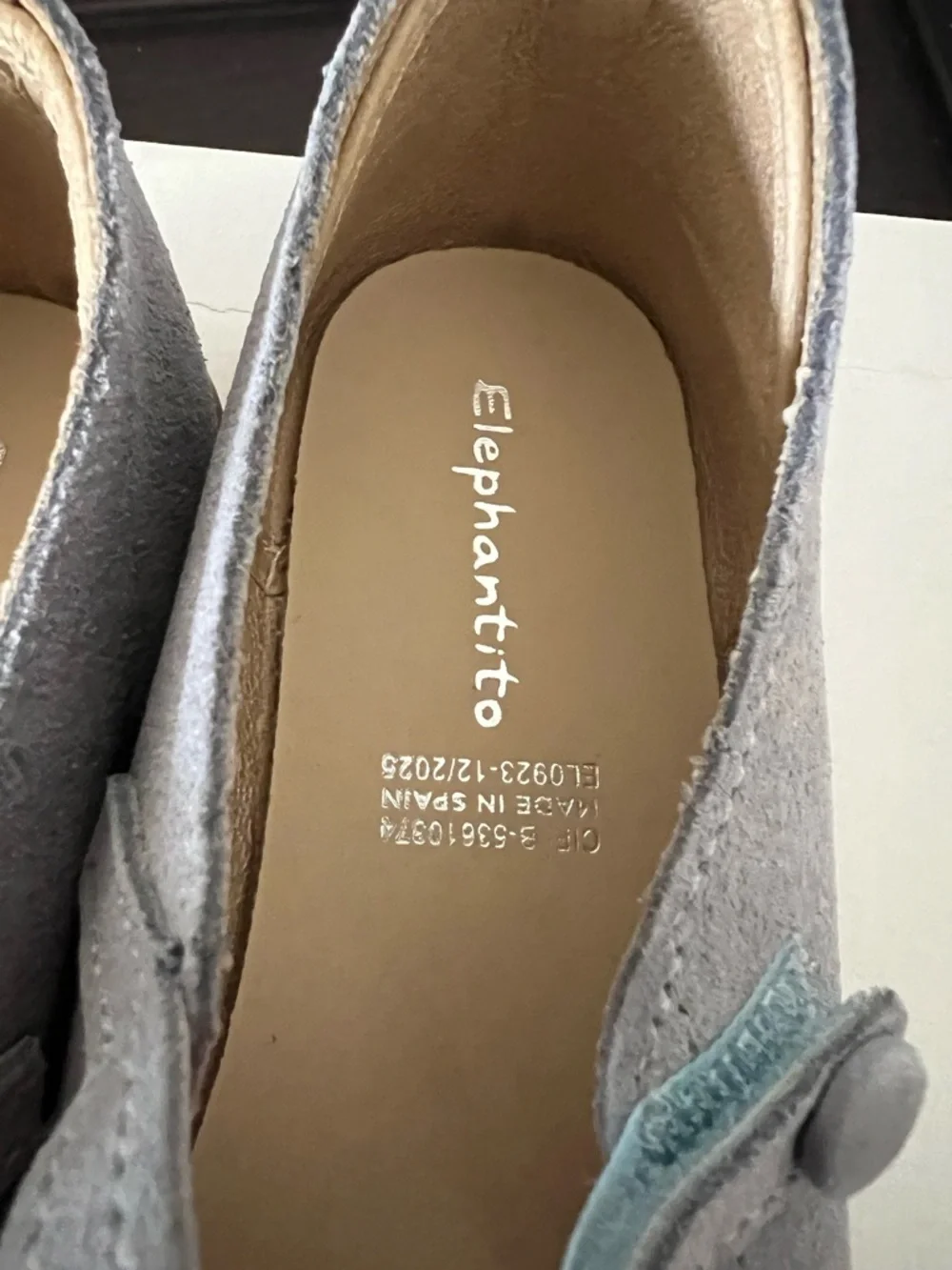 Elephantito Med Blue Classic Mary Janes Leather Suede Size US 2 EU 32